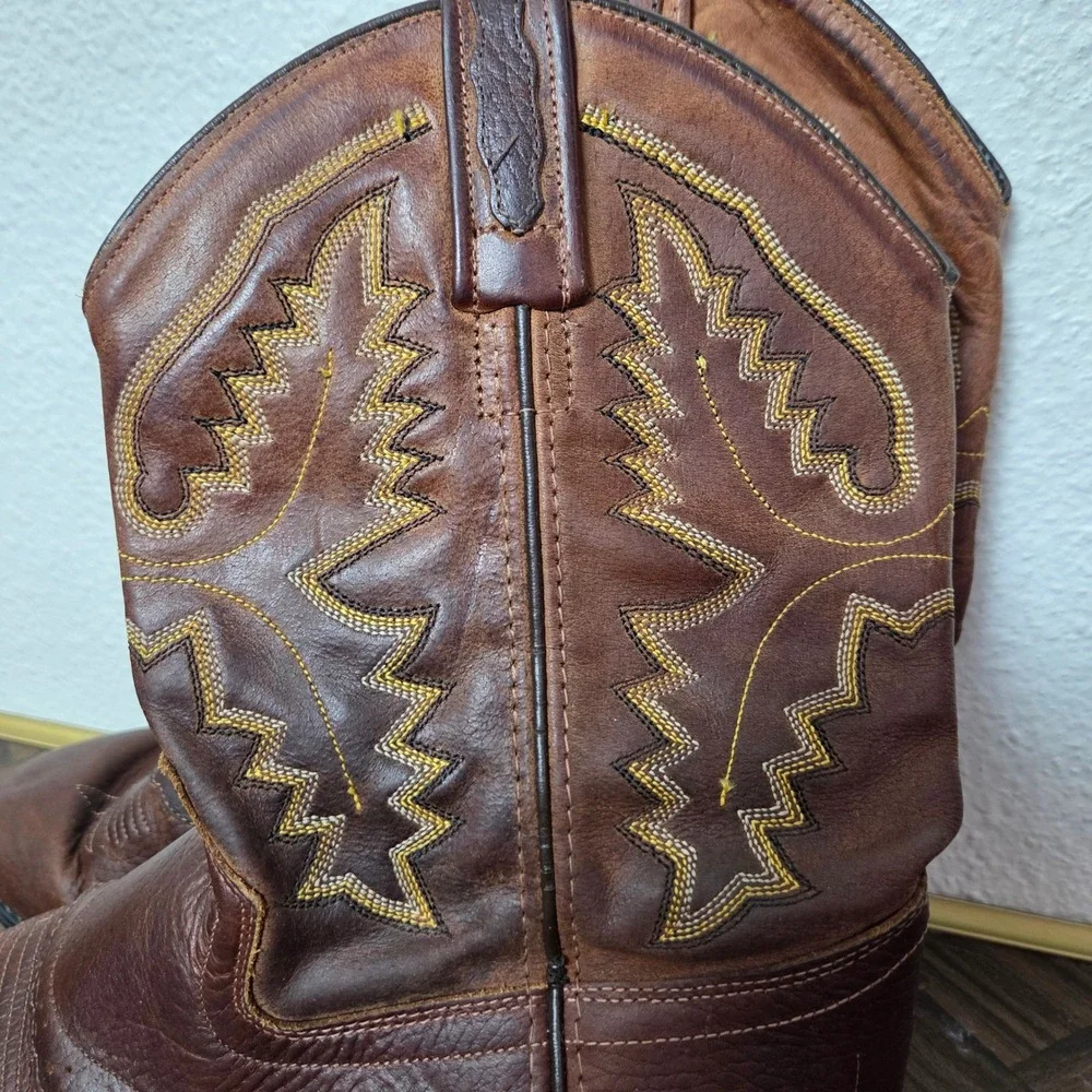 Old West Youth Leather Western Boots Roper‎ Round Toe Size 5
